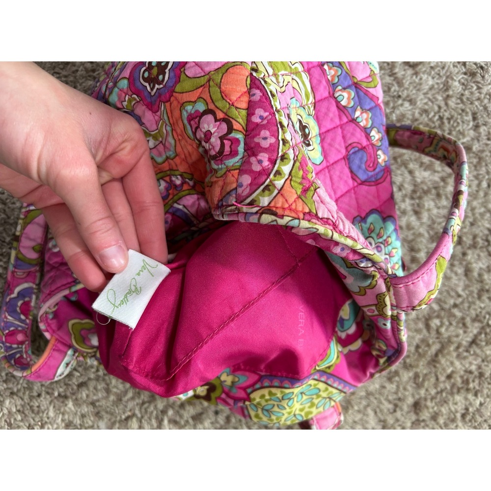 Vera Bradley Pink Paisley Quilted Cotton Tote Bag Floral Shoulder Purse *READ - Picture 5 of 6